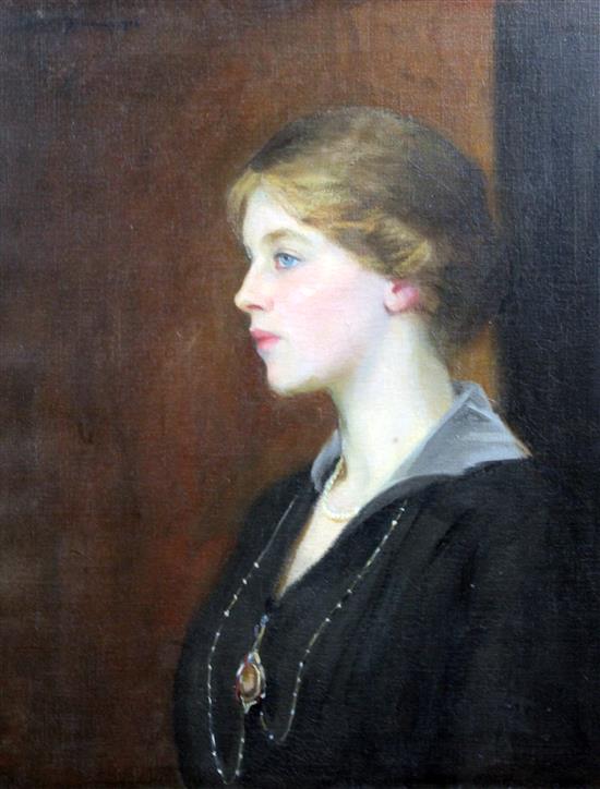 Henry Harris Brown (1864-1948) Portrait of Mrs Cecil Twinning, 1914, 25 x 20in.